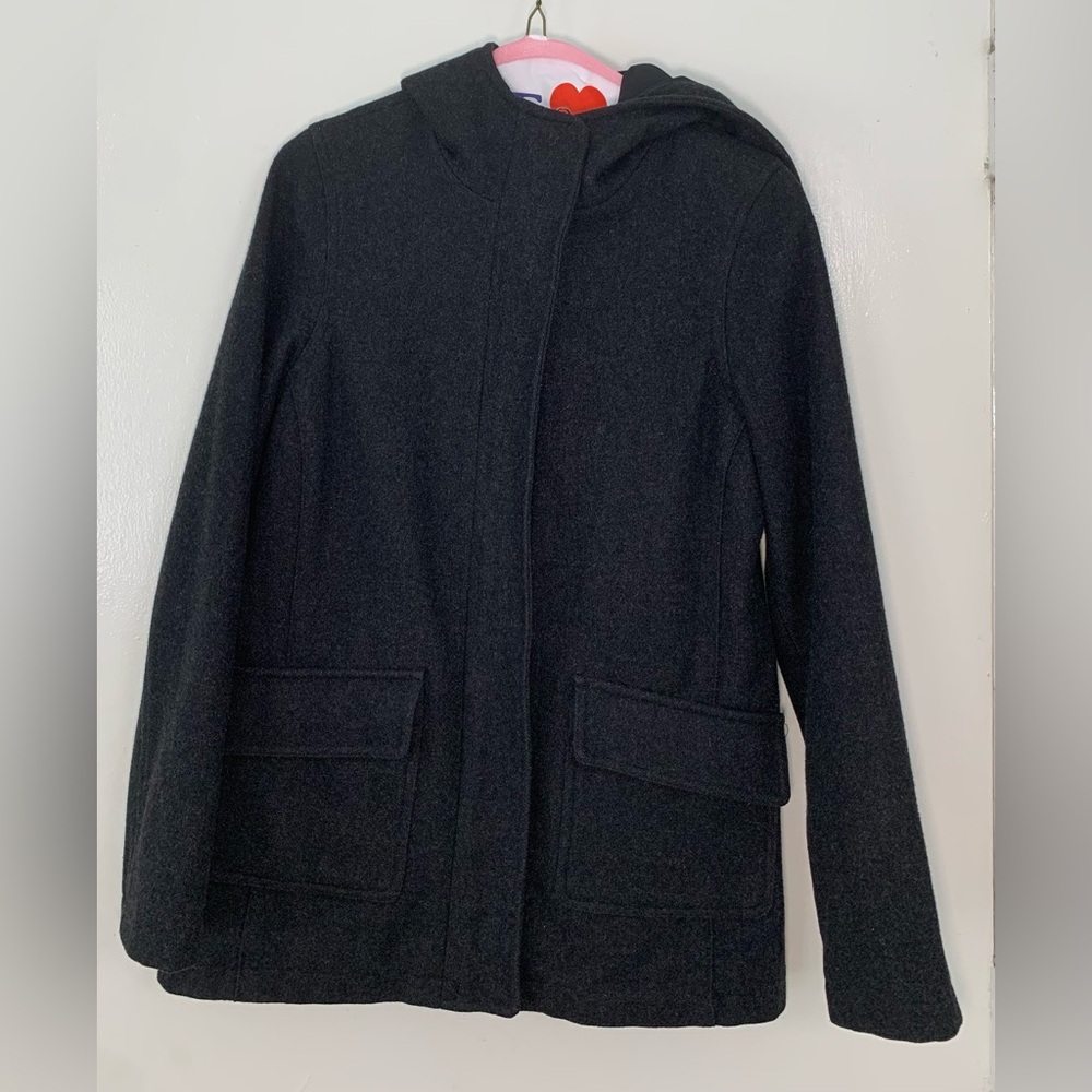 Old Navy Charcoal Gray Wool Pea Coat with Hood